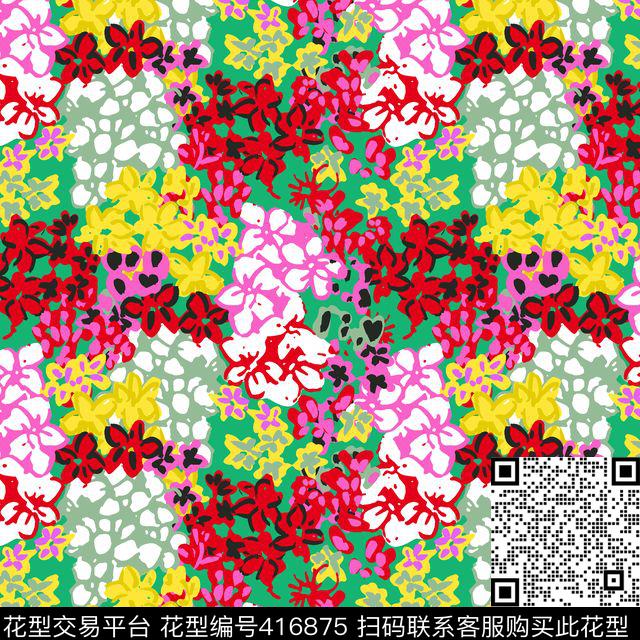 传统印花小花花卉传统印花华亿平台下载（图片编号: 416875） - 瓦栏（Walan）