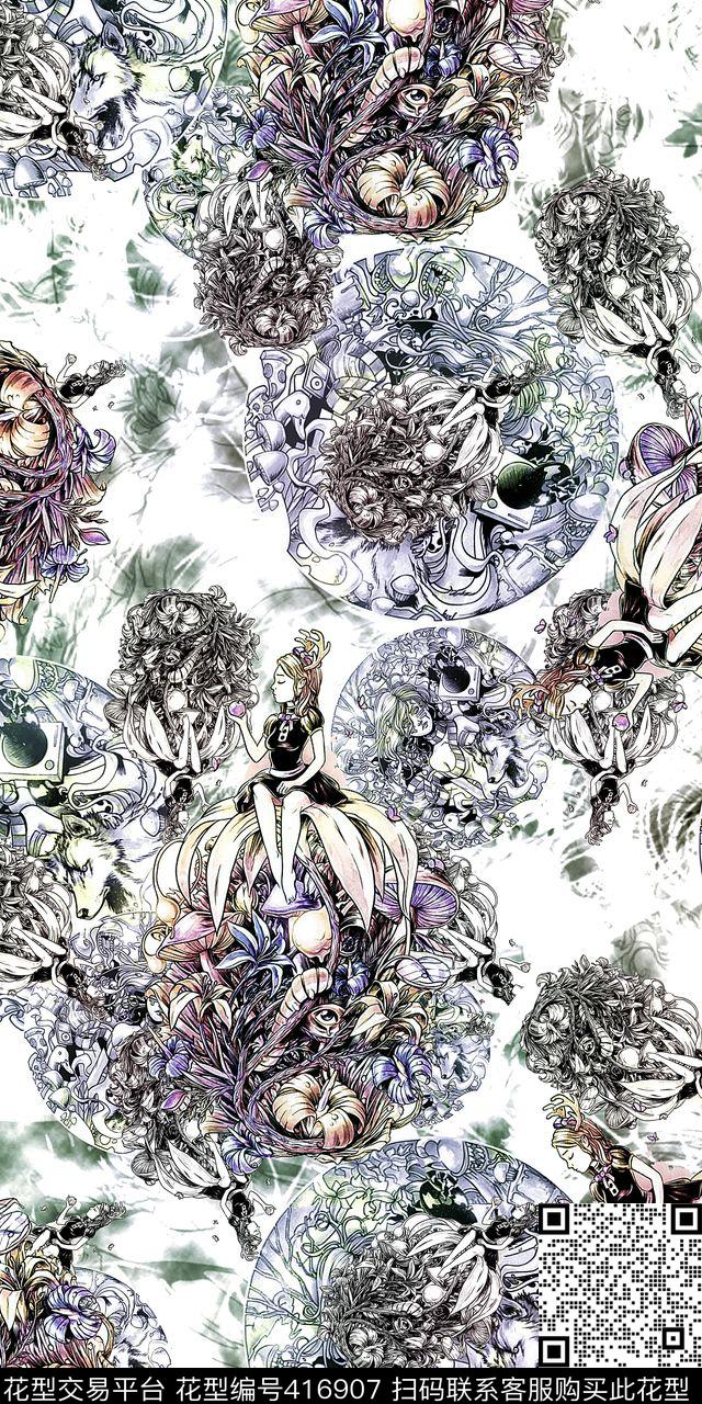 花卉动物植物数码印花华亿平台下载（图片编号: 416907） - 瓦栏（Walan）