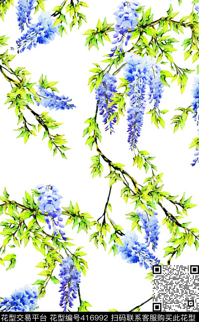紫藤花数码印花华亿平台下载（图片编号: 416992） - 瓦栏（Walan）