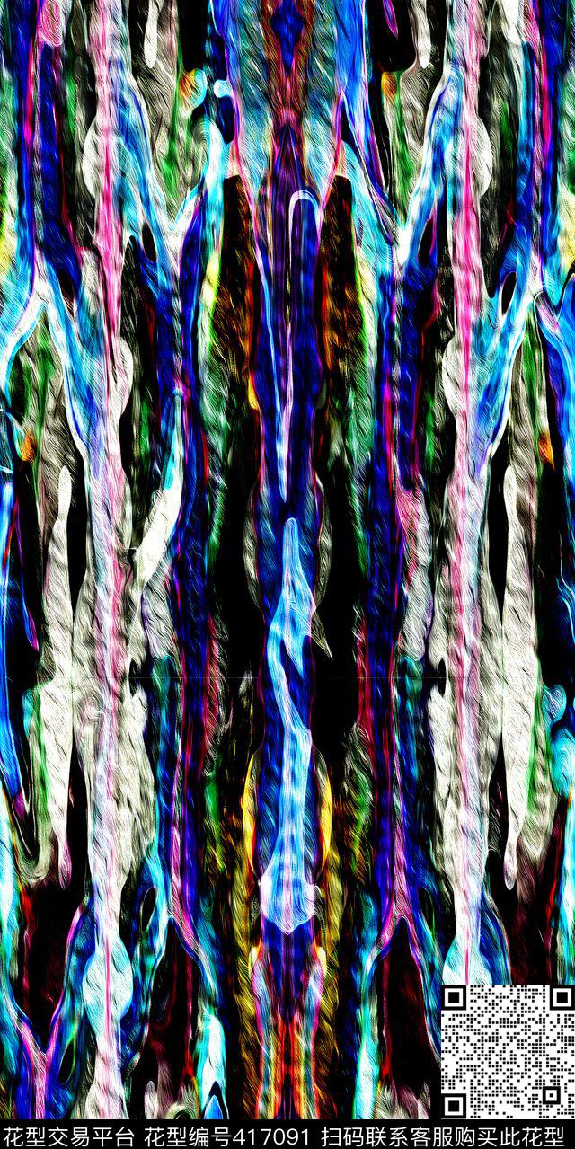 时尚流行新潮丝绸真丝丝巾油画系列抽象花纹数码印花华亿平台下载（图片编号: 417091） - 瓦栏（Walan）