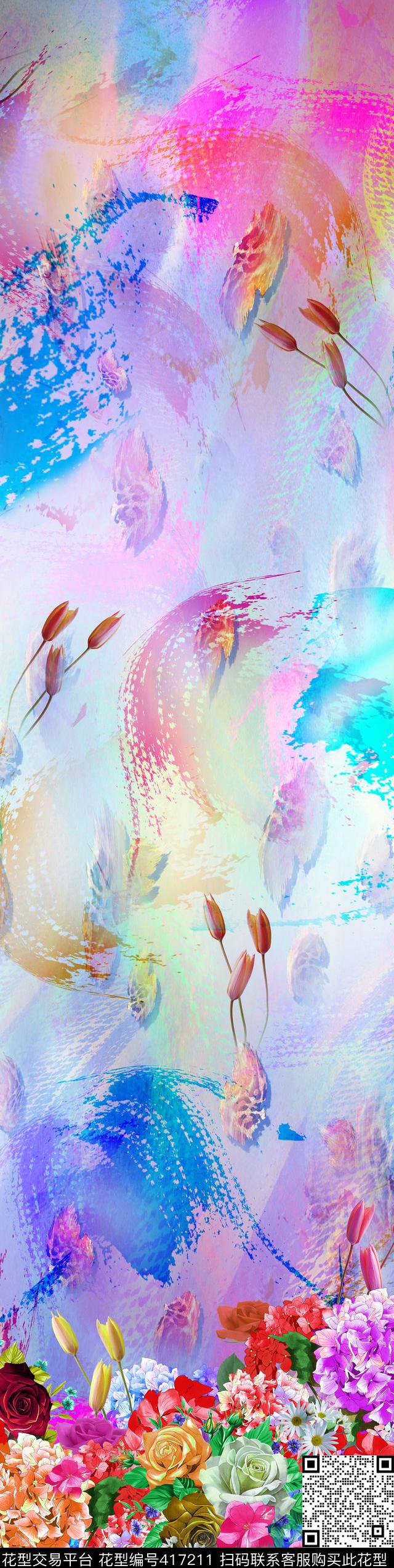 抽象花卉传统印花华亿平台下载（图片编号: 417211） - 瓦栏（Walan）