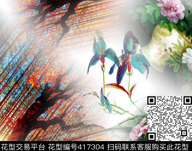 花卉数码印花华亿平台下载（图片编号: 417304） - 瓦栏（Walan）