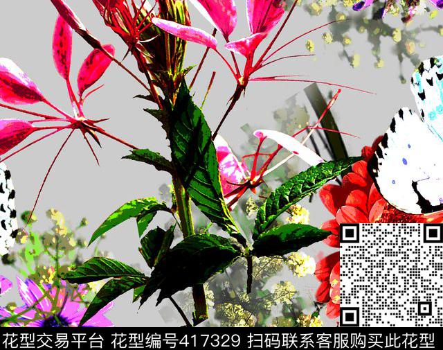 花卉数码印花华亿平台下载（图片编号: 417329） - 瓦栏（Walan）