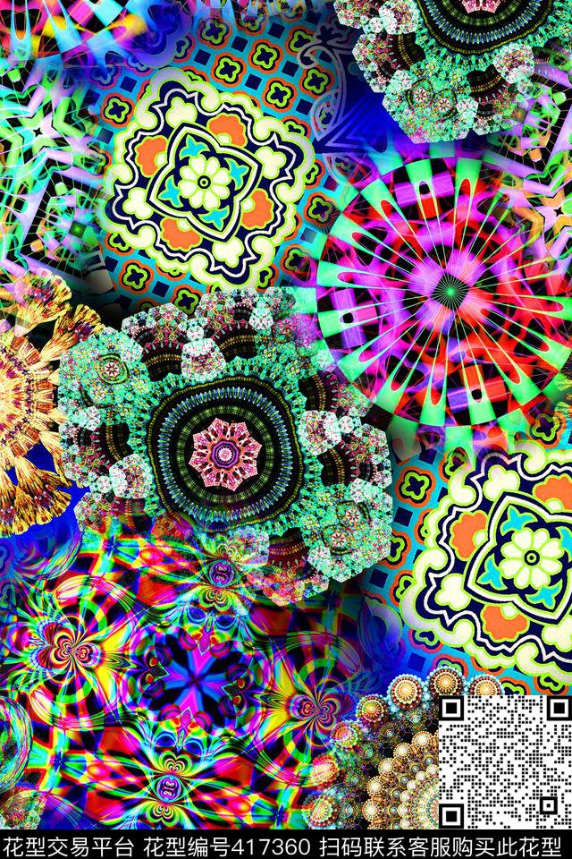 多彩炫光民族风数码印花华亿平台下载（图片编号: 417360） - 瓦栏（Walan）