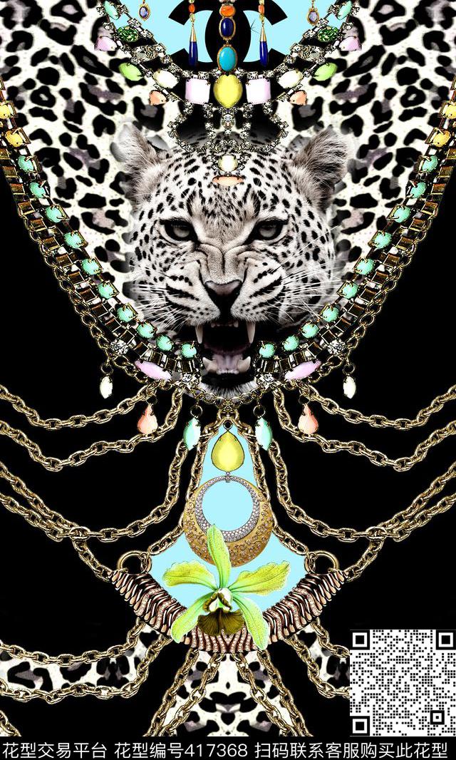 豹纹豹子头花数码印花华亿平台下载（图片编号: 417368） - 瓦栏（Walan）