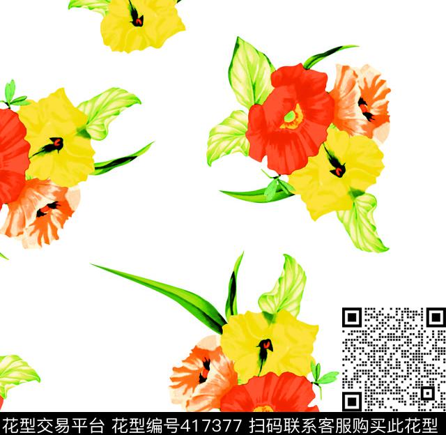 红黄花传统印花华亿平台下载（图片编号: 417377） - 瓦栏（Walan）