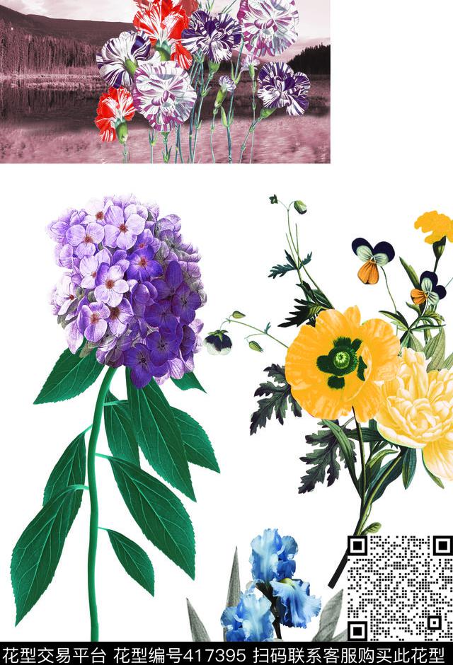 前片花景数码印花华亿平台下载（图片编号: 417395） - 瓦栏（Walan）