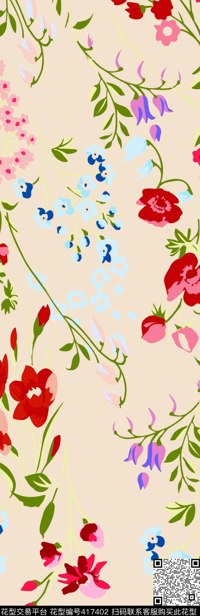 小花传统印花华亿平台下载（图片编号: 417402） - 瓦栏（Walan）