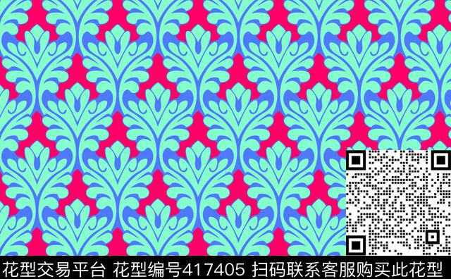 异形花传统印花华亿平台下载（图片编号: 417405） - 瓦栏（Walan）