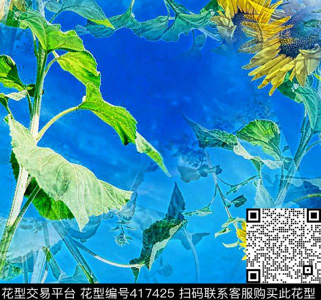 花卉葵花大牌数码印花华亿平台下载（图片编号: 417425） - 瓦栏（Walan）