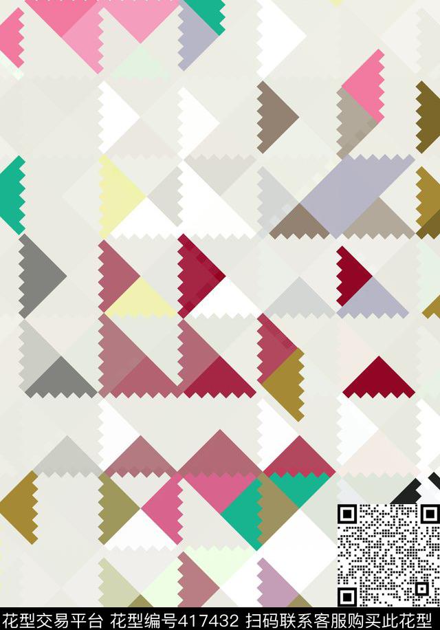 春夏几何阶梯传统印花华亿平台下载（图片编号: 417432） - 瓦栏（Walan）