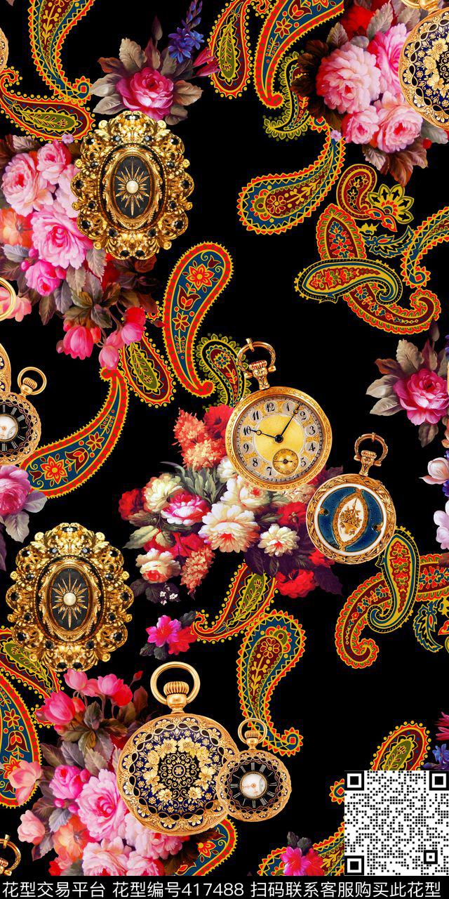 火腿纹佩斯利腰果民族风数码印花华亿平台下载（图片编号: 417488） - 瓦栏（Walan）