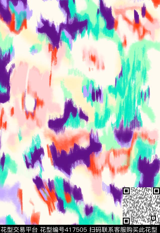 水彩花打版手绘传统印花华亿平台下载（图片编号: 417505） - 瓦栏（Walan）