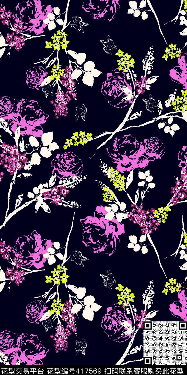 潮流时尚都市花卉传统印花华亿平台下载（图片编号: 417569） - 瓦栏（Walan）