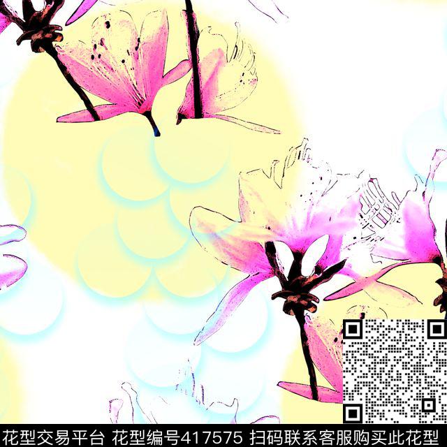 抽象花瓣花卉数码印花华亿平台下载（图片编号: 417575） - 瓦栏（Walan）