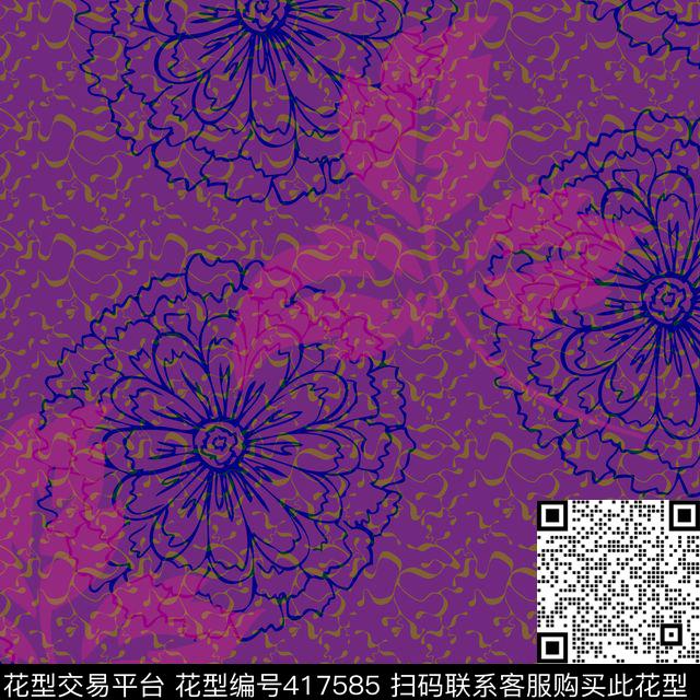 抽象花瓣原创抽象花卉系列传统印花华亿平台下载（图片编号: 417585） - 瓦栏（Walan）