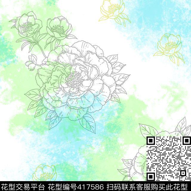 花瓣原创抽象花卉系列传统印花华亿平台下载（图片编号: 417586） - 瓦栏（Walan）