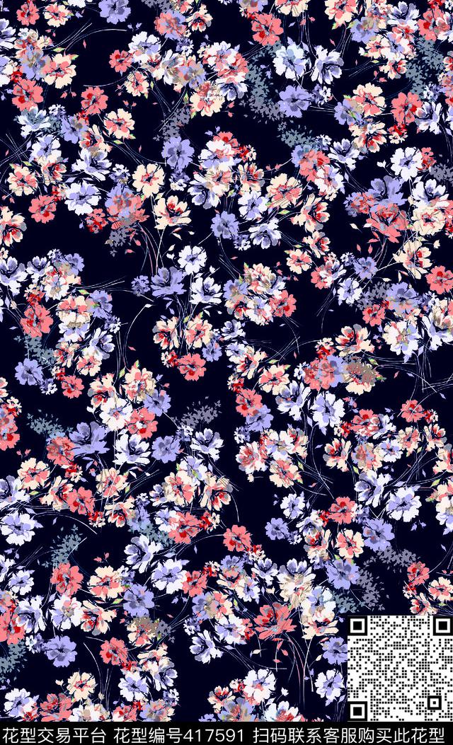 花卉优雅清新花草植物传统印花华亿平台下载（图片编号: 417591） - 瓦栏（Walan）