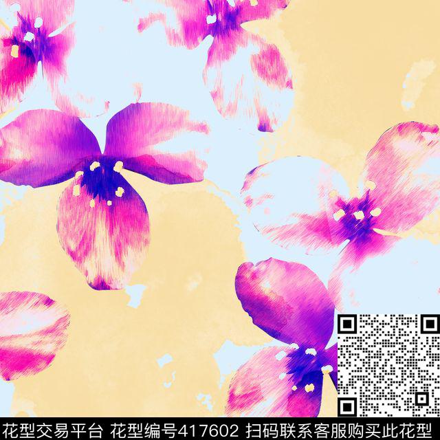 花瓣花卉原创抽象花卉系列传统印花华亿平台下载（图片编号: 417602） - 瓦栏（Walan）