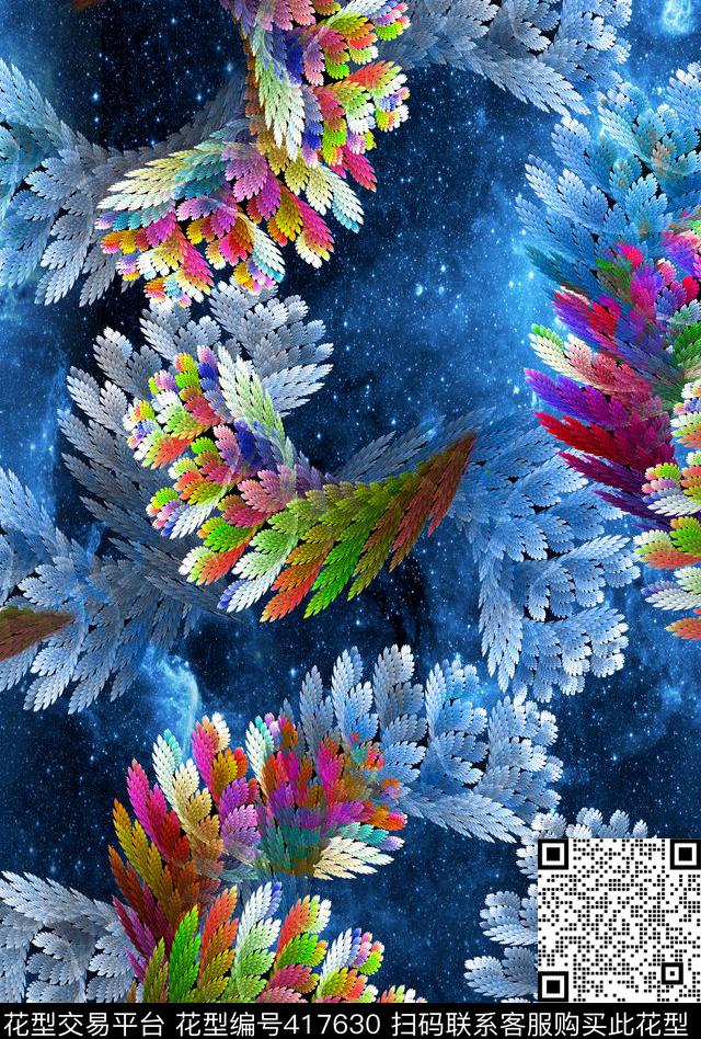 抽象肌理羽毛数码印花华亿平台下载（图片编号: 417630） - 瓦栏（Walan）