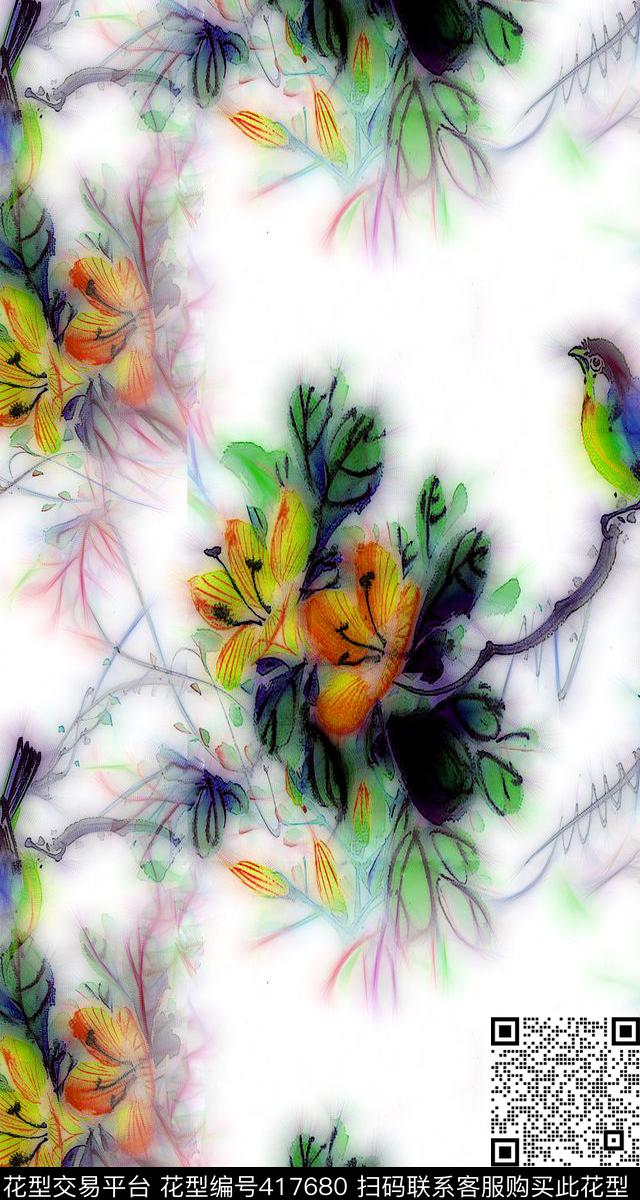 花卉花鸟抽象数码印花华亿平台下载（图片编号: 417680） - 瓦栏（Walan）
