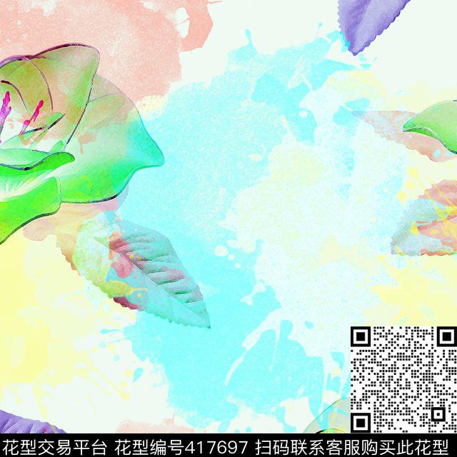 花瓣花卉原创抽象花卉系列传统印花华亿平台下载（图片编号: 417697） - 瓦栏（Walan）