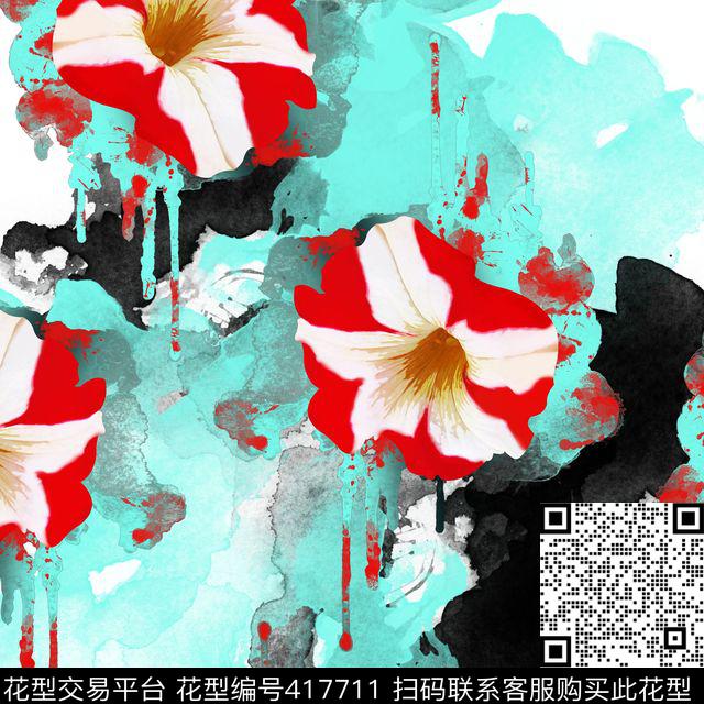 抽象花瓣花卉数码印花华亿平台下载（图片编号: 417711） - 瓦栏（Walan）