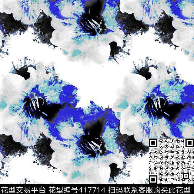 花卉民族水彩数码印花华亿平台下载（图片编号: 417714） - 瓦栏（Walan）