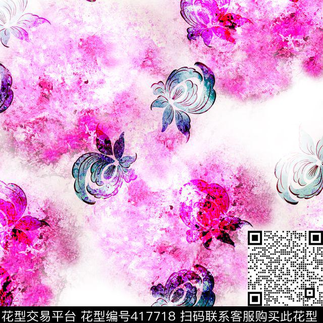 花瓣花卉原创抽象花卉系列数码印花华亿平台下载（图片编号: 417718） - 瓦栏（Walan）