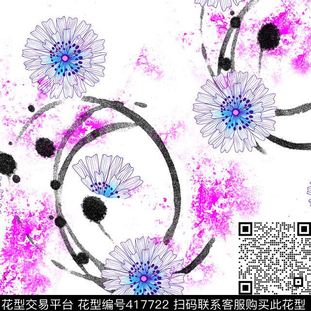 抽象花瓣原创抽象花卉系列传统印花华亿平台下载（图片编号: 417722） - 瓦栏（Walan）