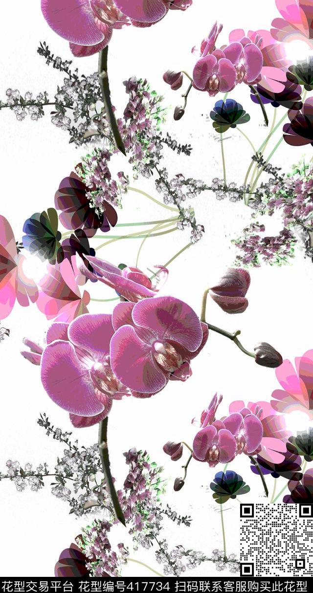 花卉蔓延幻彩数码印花华亿平台下载（图片编号: 417734） - 瓦栏（Walan）