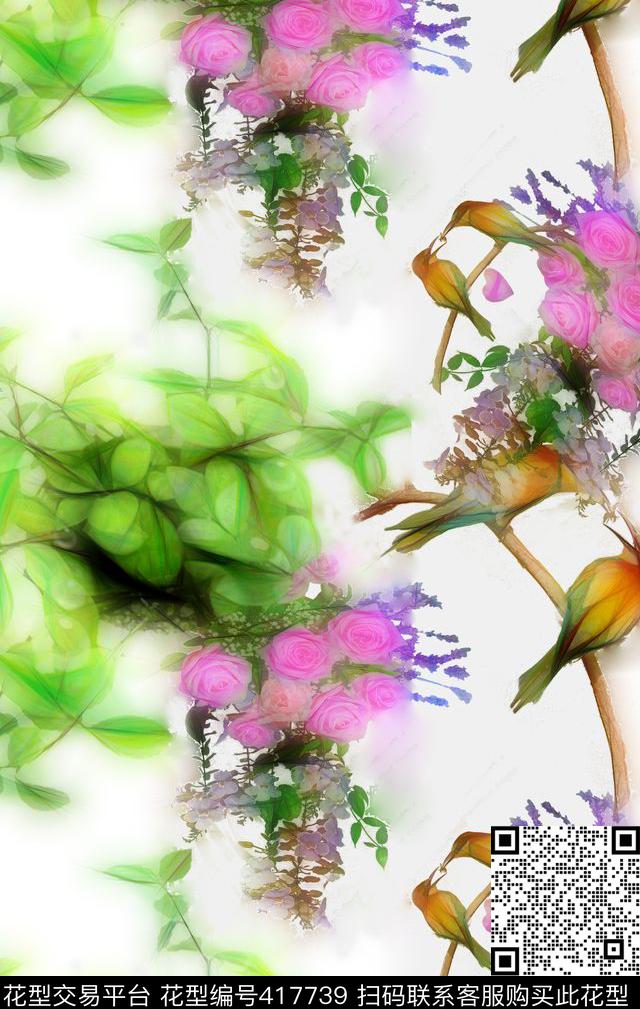 群花鸟嬉闹数码印花华亿平台下载（图片编号: 417739） - 瓦栏（Walan）