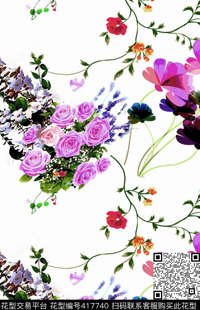 花卉树枝花自由数码印花华亿平台下载（图片编号: 417740） - 瓦栏（Walan）