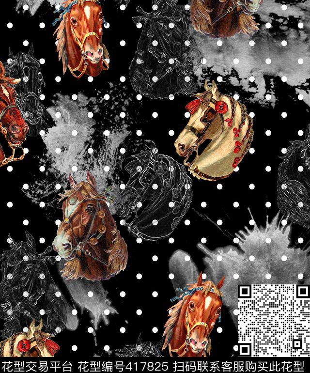 复古马头赛马数码印花华亿平台下载（图片编号: 417825） - 瓦栏（Walan）