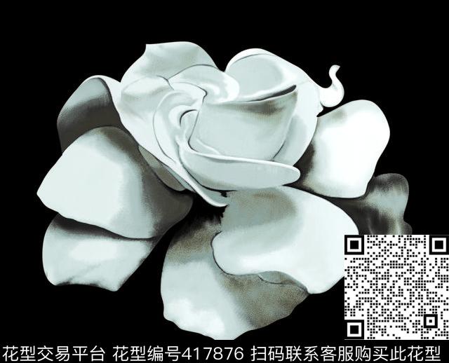 灰白花传统印花华亿平台下载（图片编号: 417876） - 瓦栏（Walan）