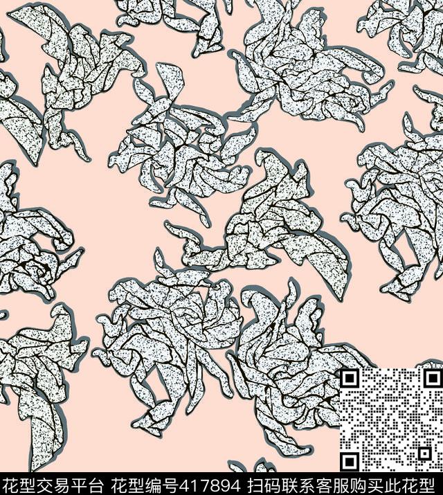 泡沫玫瑰循环传统印花华亿平台下载（图片编号: 417894） - 瓦栏（Walan）