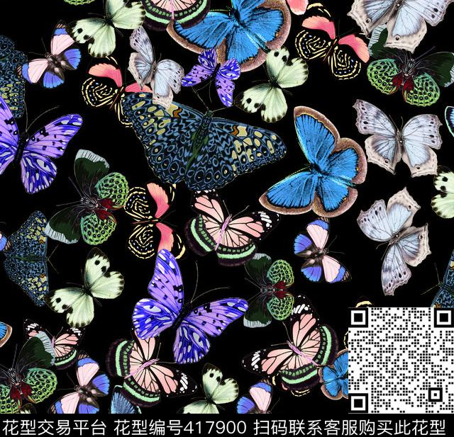 前上(60CM）蝴蝶类数码印花华亿平台下载（图片编号: 417900） - 瓦栏（Walan）