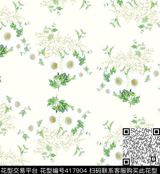 清新花束循环数码印花华亿平台下载（图片编号: 417904） - 瓦栏（Walan）