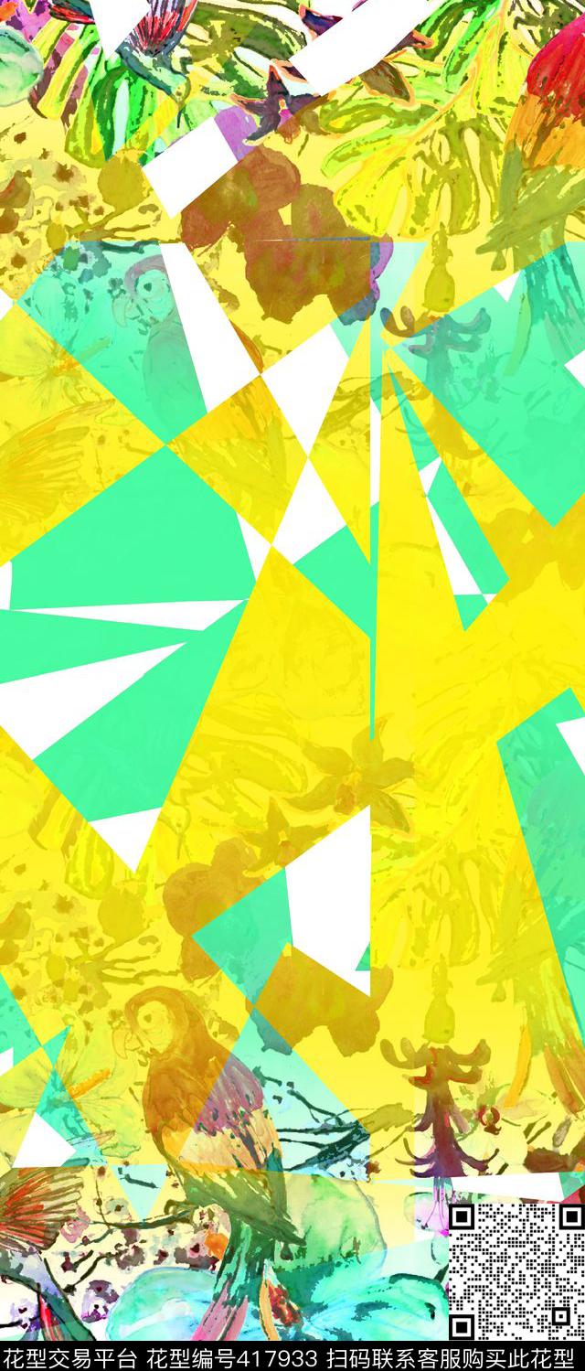 田园几何时尚数码印花华亿平台下载（图片编号: 417933） - 瓦栏（Walan）