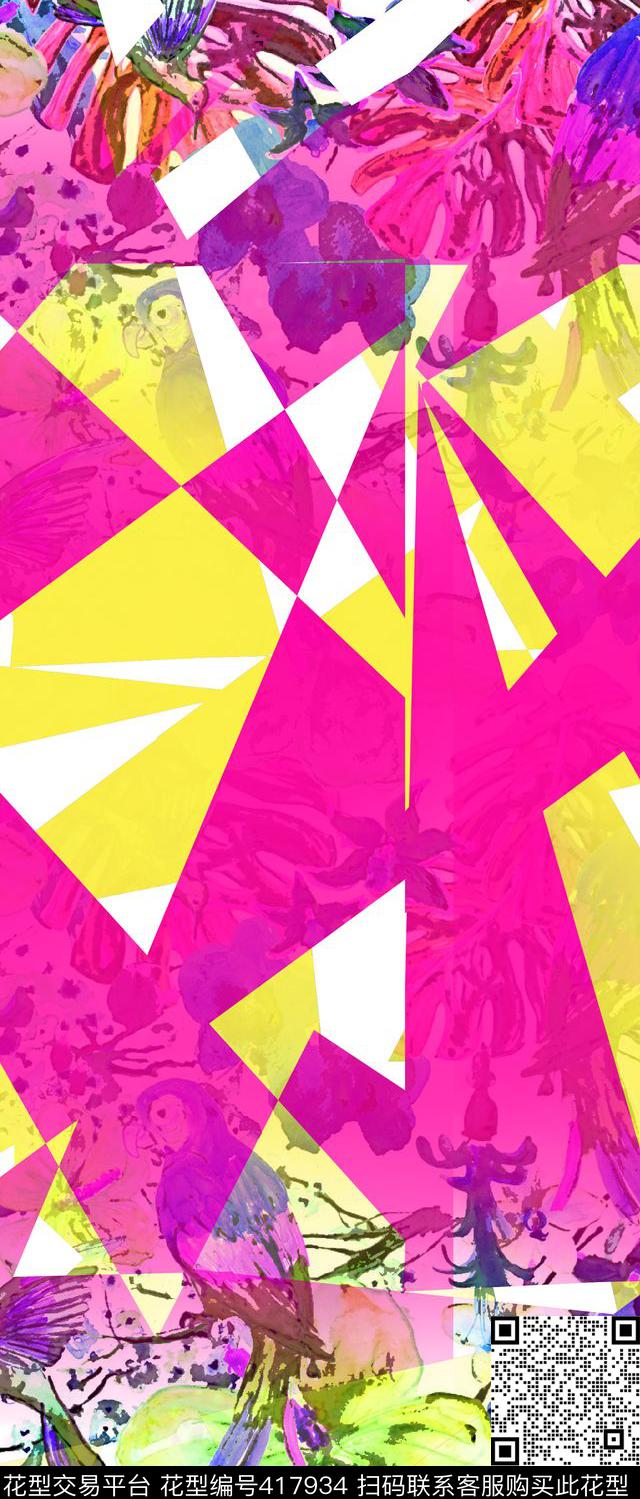 田园几何时尚数码印花华亿平台下载（图片编号: 417934） - 瓦栏（Walan）