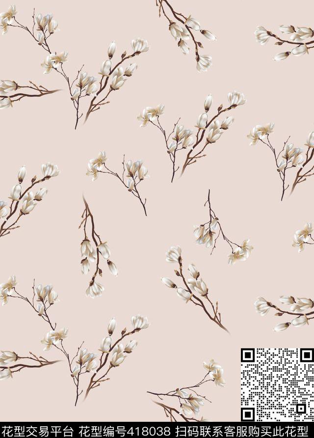 复古清新手绘小花sunday_鸟语花香系列数码印花华亿平台下载（图片编号: 418038） - 瓦栏（Walan）