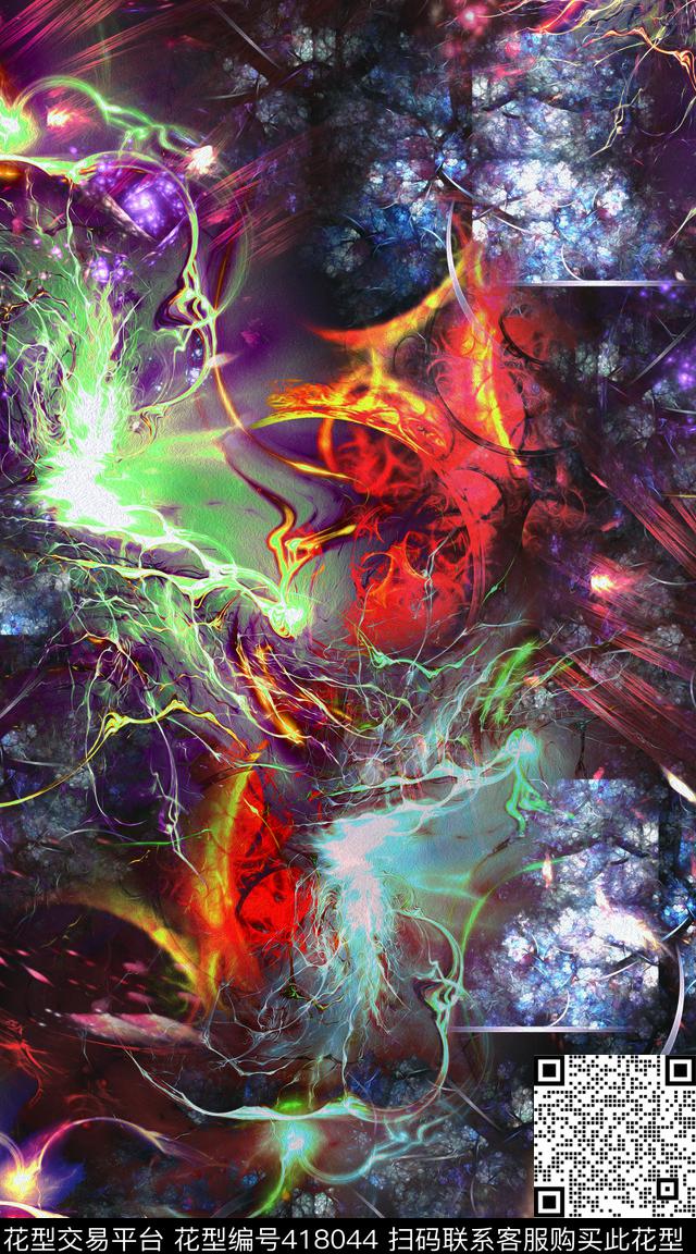 抽象创意服装数码印花华亿平台下载（图片编号: 418044） - 瓦栏（Walan）