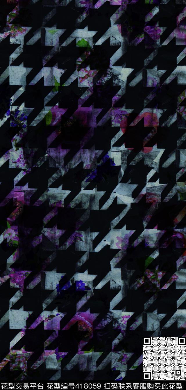 格调格纹彩色千鸟格数码印花华亿平台下载（图片编号: 418059） - 瓦栏（Walan）