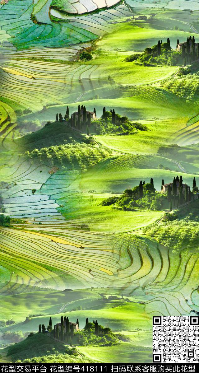 田园风景照片服装数码印花华亿平台下载（图片编号: 418111） - 瓦栏（Walan）