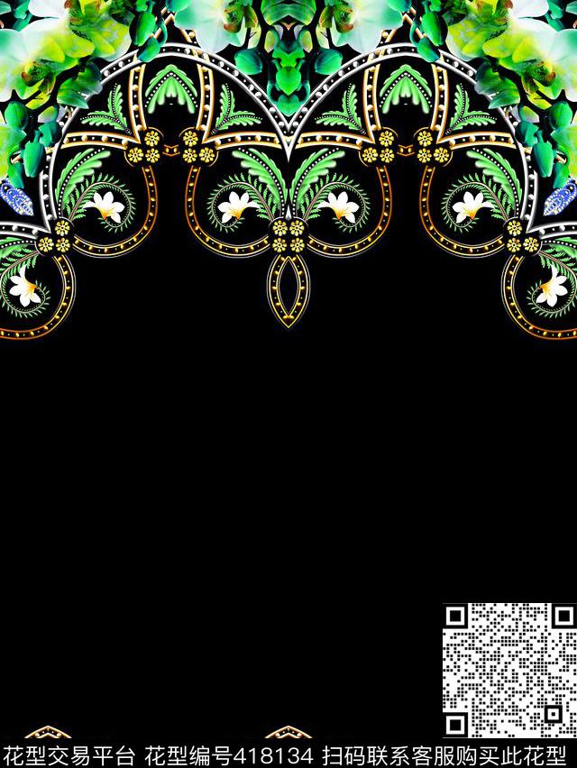 欧美宫廷花鸟数码印花华亿平台下载（图片编号: 418134） - 瓦栏（Walan）