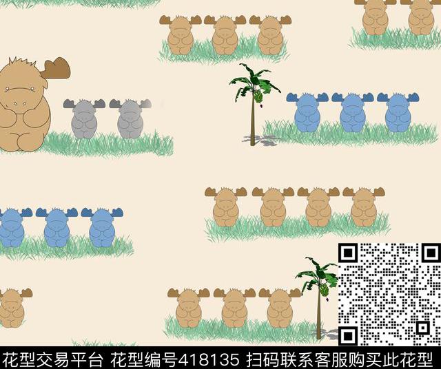 动物趣味童装传统印花华亿平台下载（图片编号: 418135） - 瓦栏（Walan）