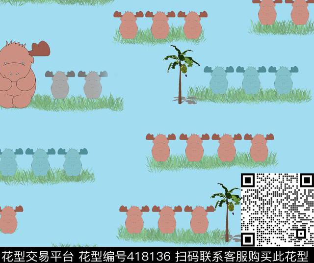 动物童装趣味数码印花华亿平台下载（图片编号: 418136） - 瓦栏（Walan）