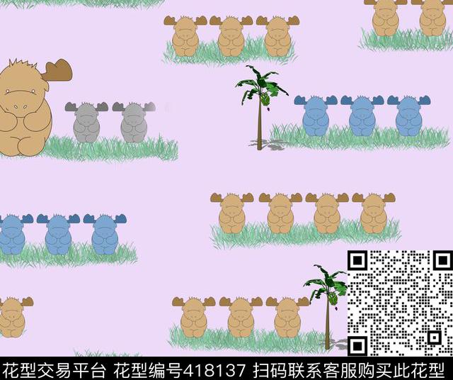 动物童装趣味数码印花华亿平台下载（图片编号: 418137） - 瓦栏（Walan）