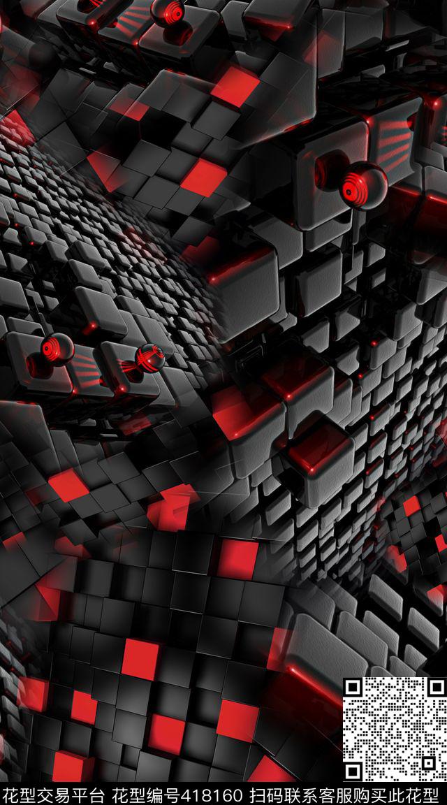 三维几何立体数码印花华亿平台下载（图片编号: 418160） - 瓦栏（Walan）