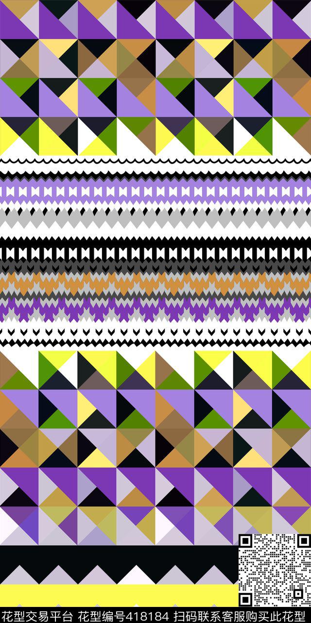 几何民族三角传统印花华亿平台下载（图片编号: 418184） - 瓦栏（Walan）